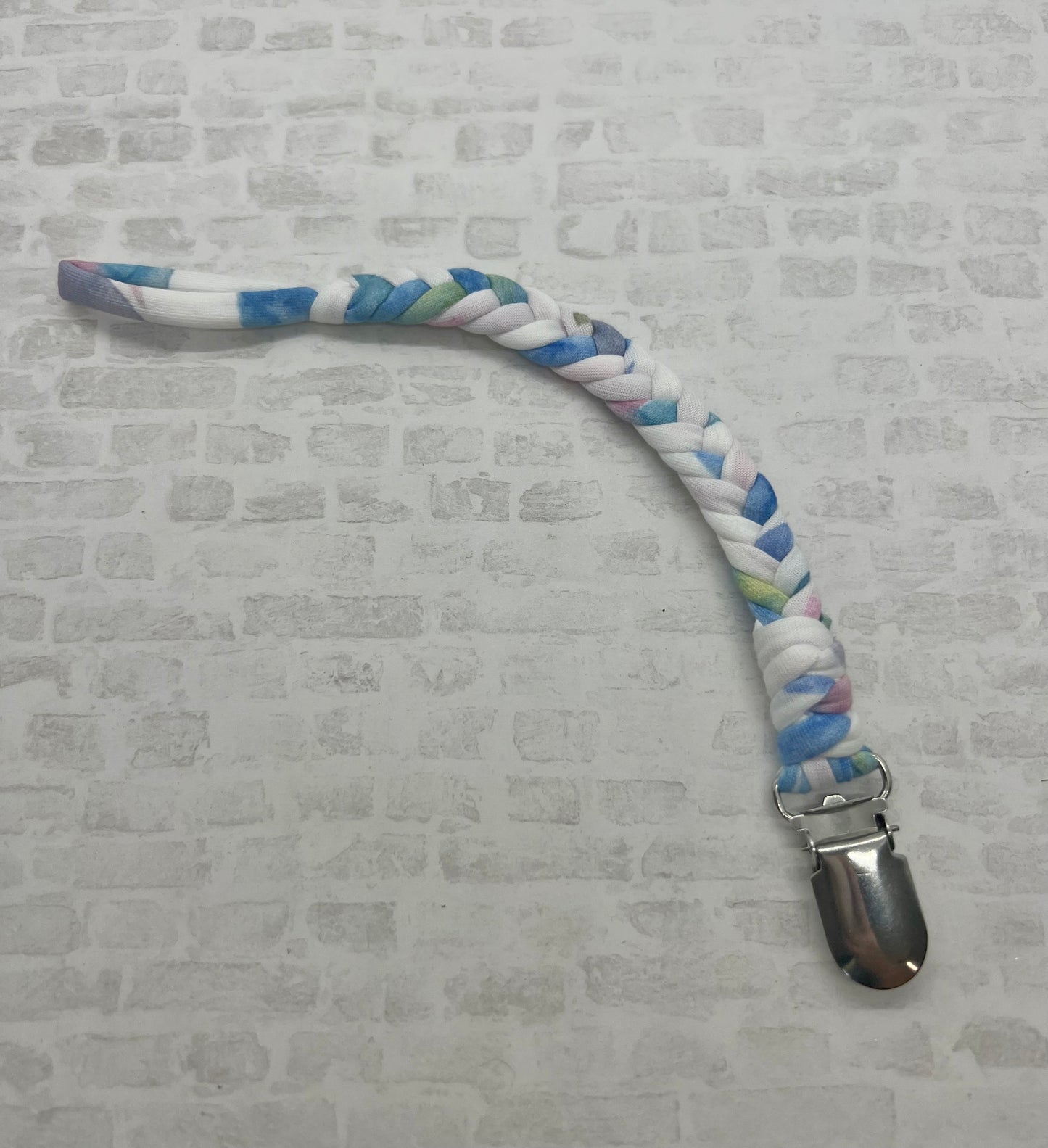 Blue/ White Cloth Paci Clip