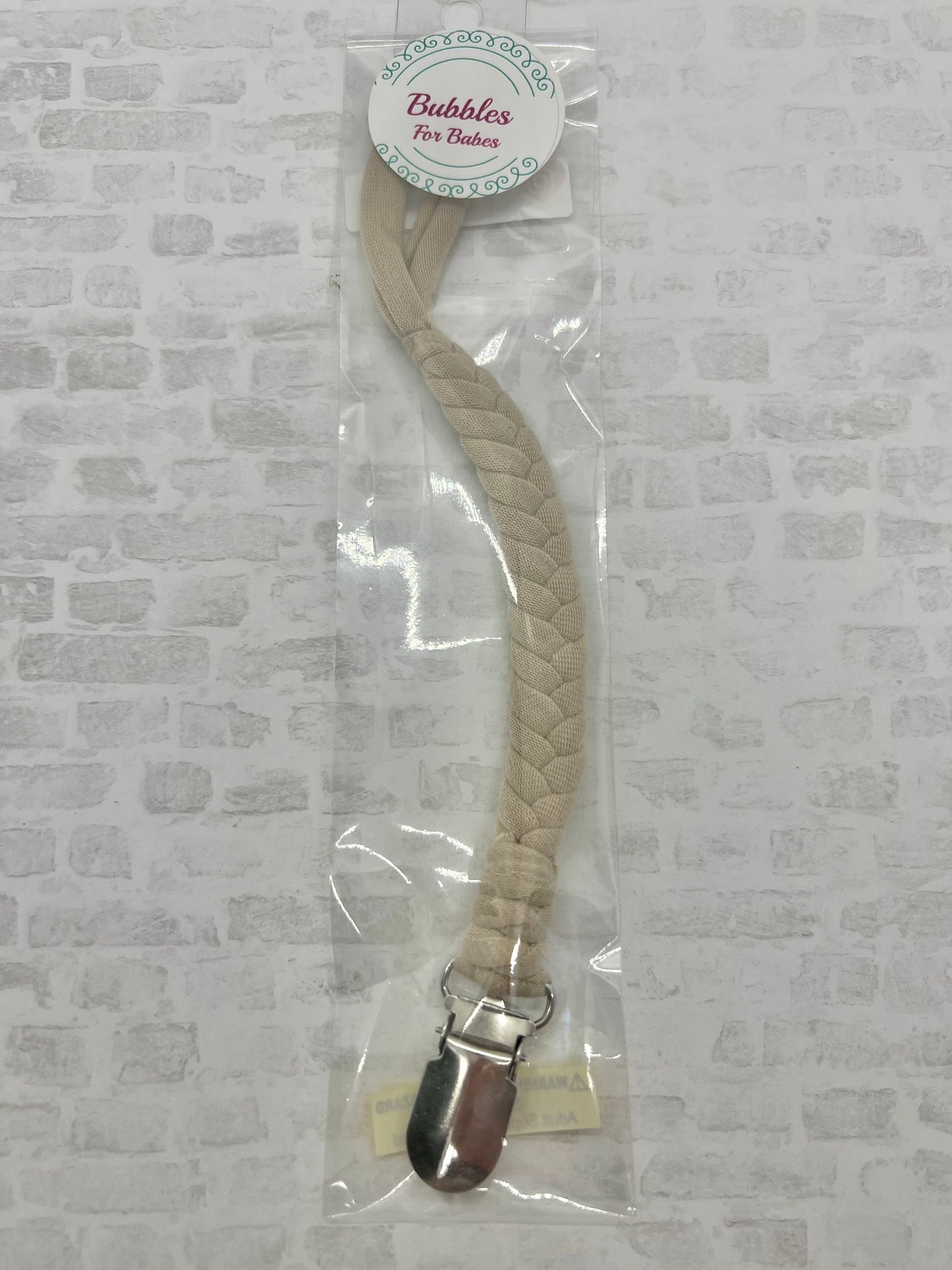 Cloth Pacifier Clip Tan