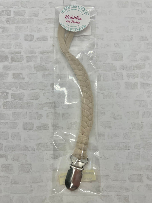 Cloth Pacifier Clip Tan
