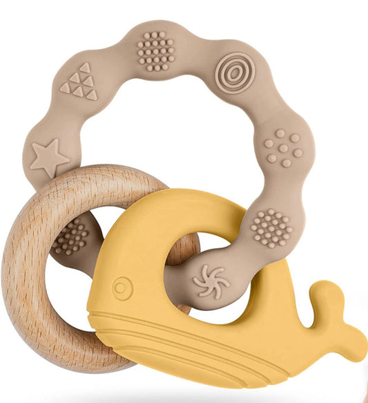 Neutral Whale Teething Ring