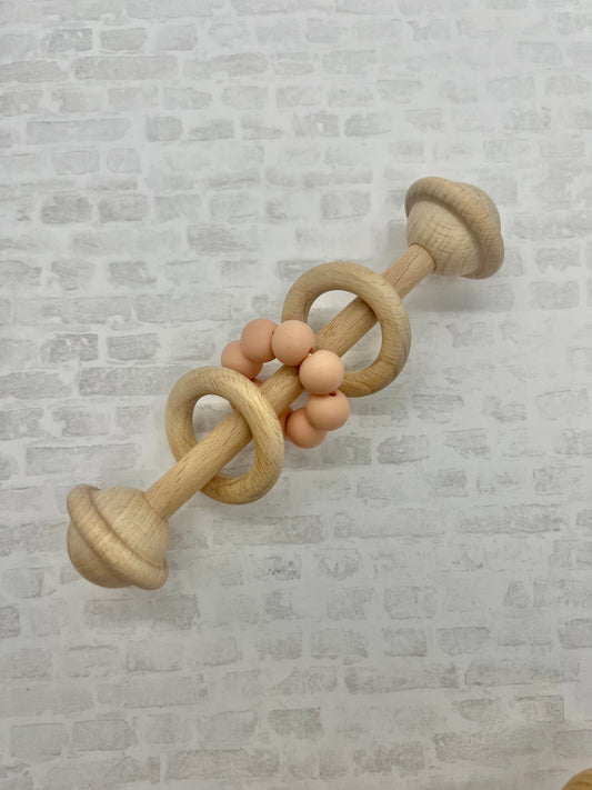 Wood Rattle with silicone teething ring