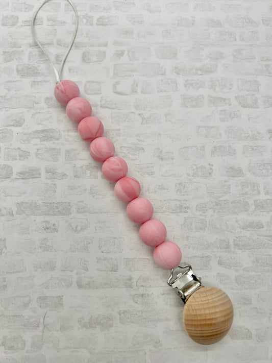 Pink Marble Paci Clip