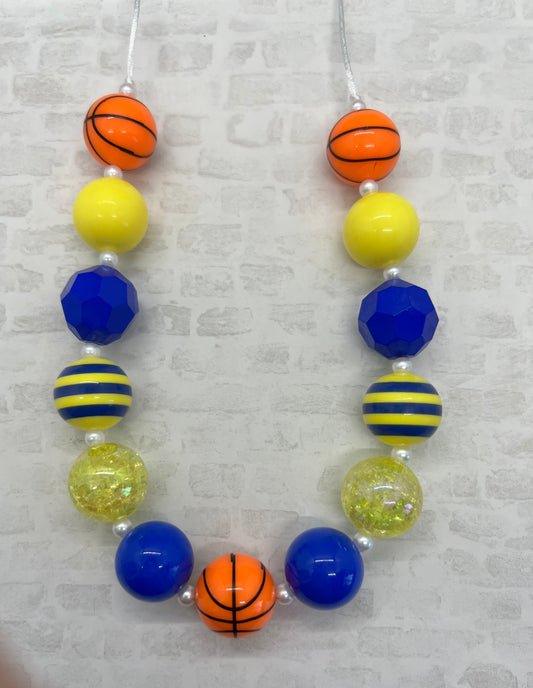 Blue and yellow basketball