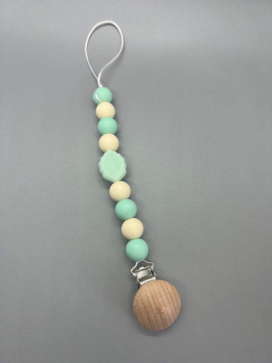 Teal Leaf Paci Clip